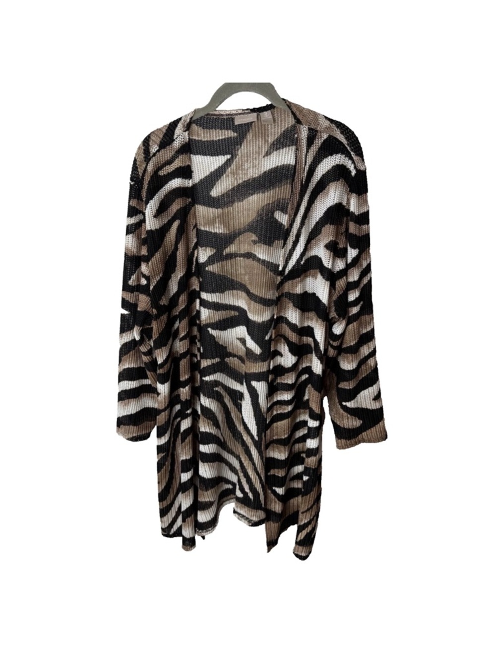 Chico's Lightweight Cardigan Sweater Size 3 (XL, 16) 3/4 Sleeves Black Brown